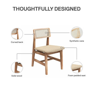 DHP Eleni Cane Dining Chairs, Set of 2 - Cream/Seadrift - Set of 2