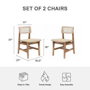 DHP Eleni Cane Dining Chairs, Set of 2 - Cream/Seadrift - Set of 2