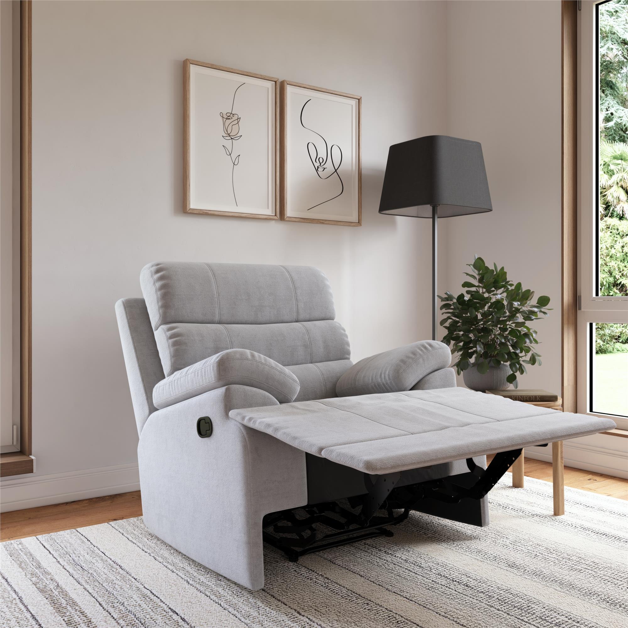 DHP McAllen Pushback Recliner - Light Gray - 1-Seater