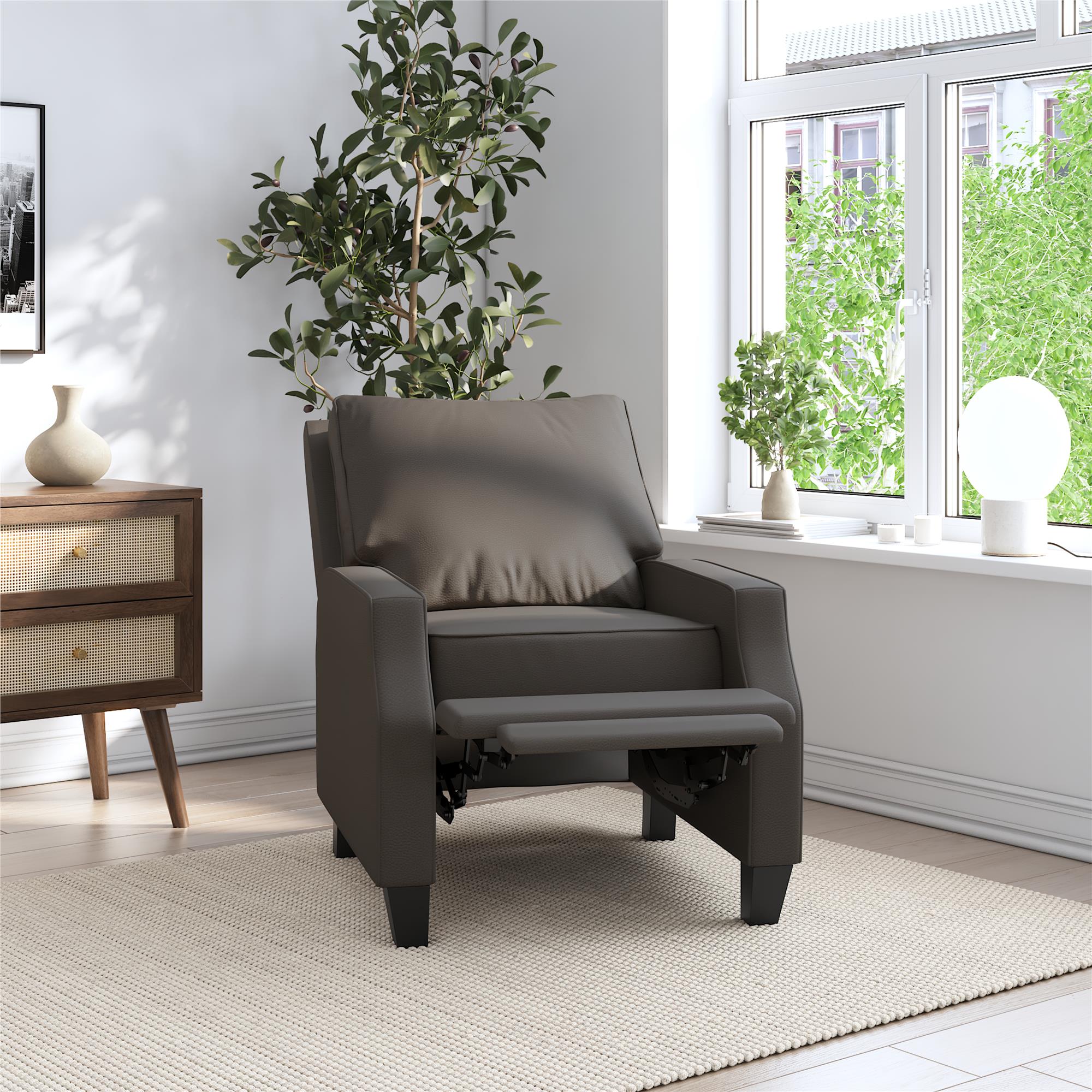 DHP Randen Pushback Recliner - Charcoal - 1-Seater