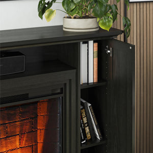Ameriwood Home Pendleton Multi-Colored Electric Fireplace Mantel TV Stand with Storage for TVs up to 65" - Black Oak