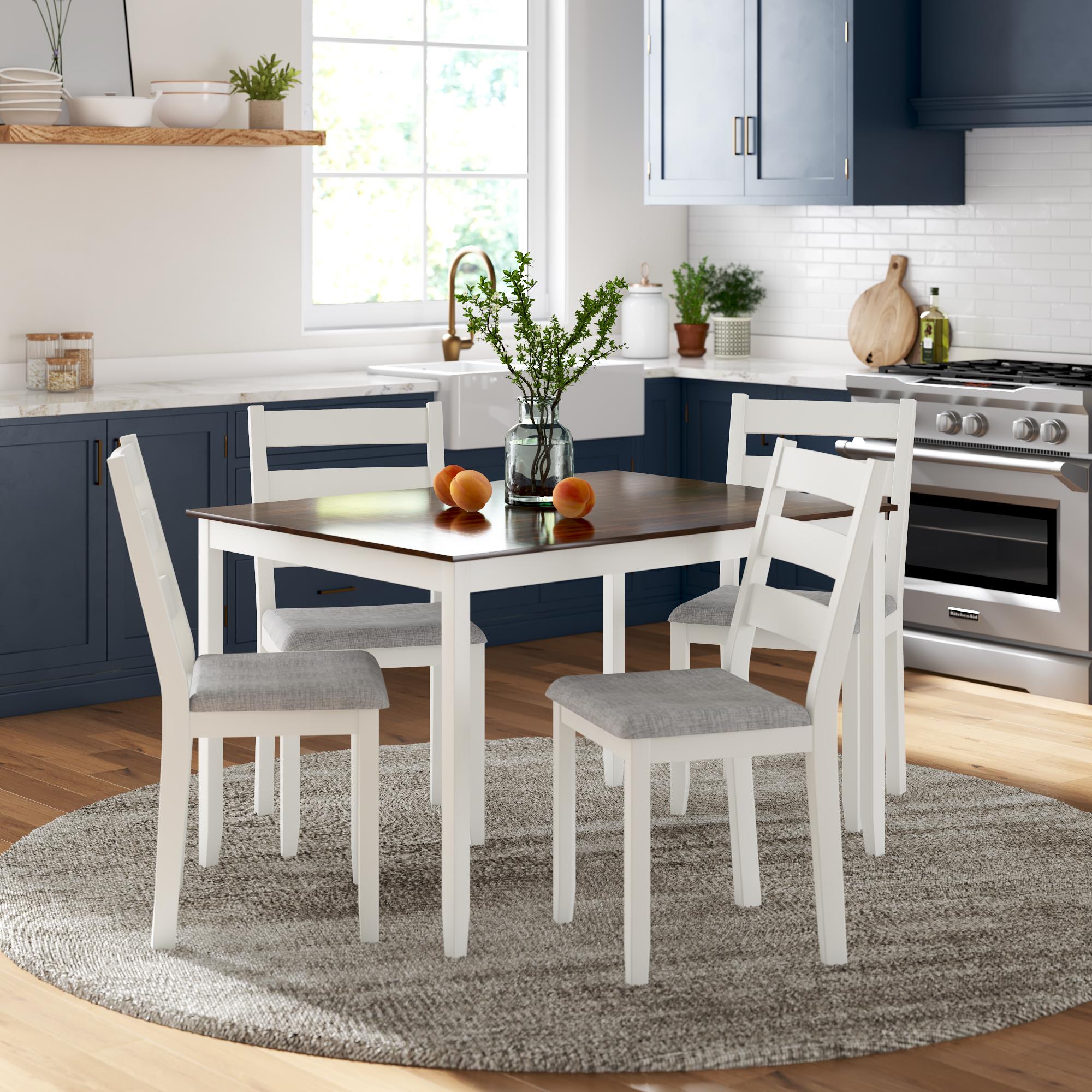 DHP Reila 5-Piece Wood Dining Set - White
