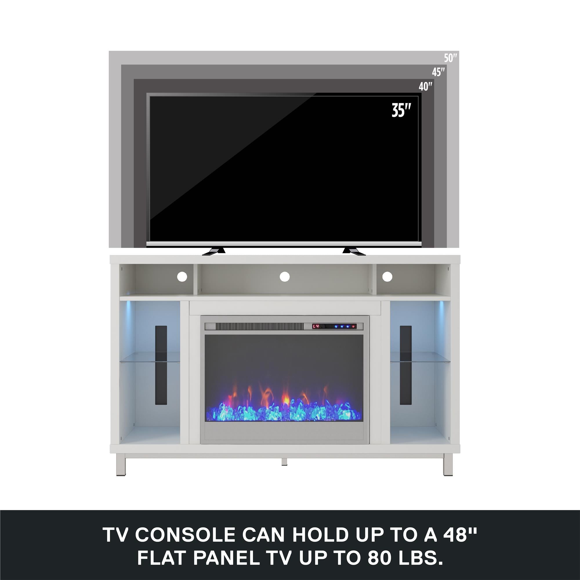 Ameriwood Home Lumina Fireplace TV Stand for TVs up to 48" - White - 46”-50”