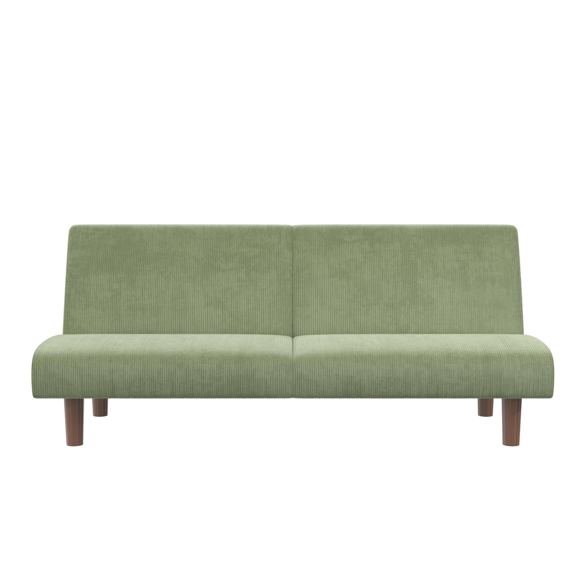 DHP Myla Armless Futon Sofa Bed - Sage Green - 3-Seater