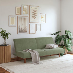 DHP Myla Armless Futon Sofa Bed - Sage Green - 3-Seater