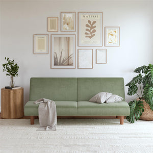 DHP Myla Armless Futon Sofa Bed - Sage Green - 3-Seater