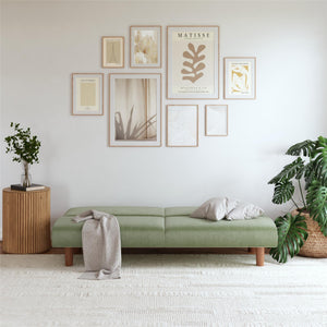 DHP Myla Armless Futon Sofa Bed - Sage Green - 3-Seater