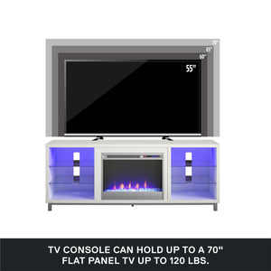 Ameriwood Home Lumina Fireplace TV Stand for TVs up to 70" - White - 66”-70”