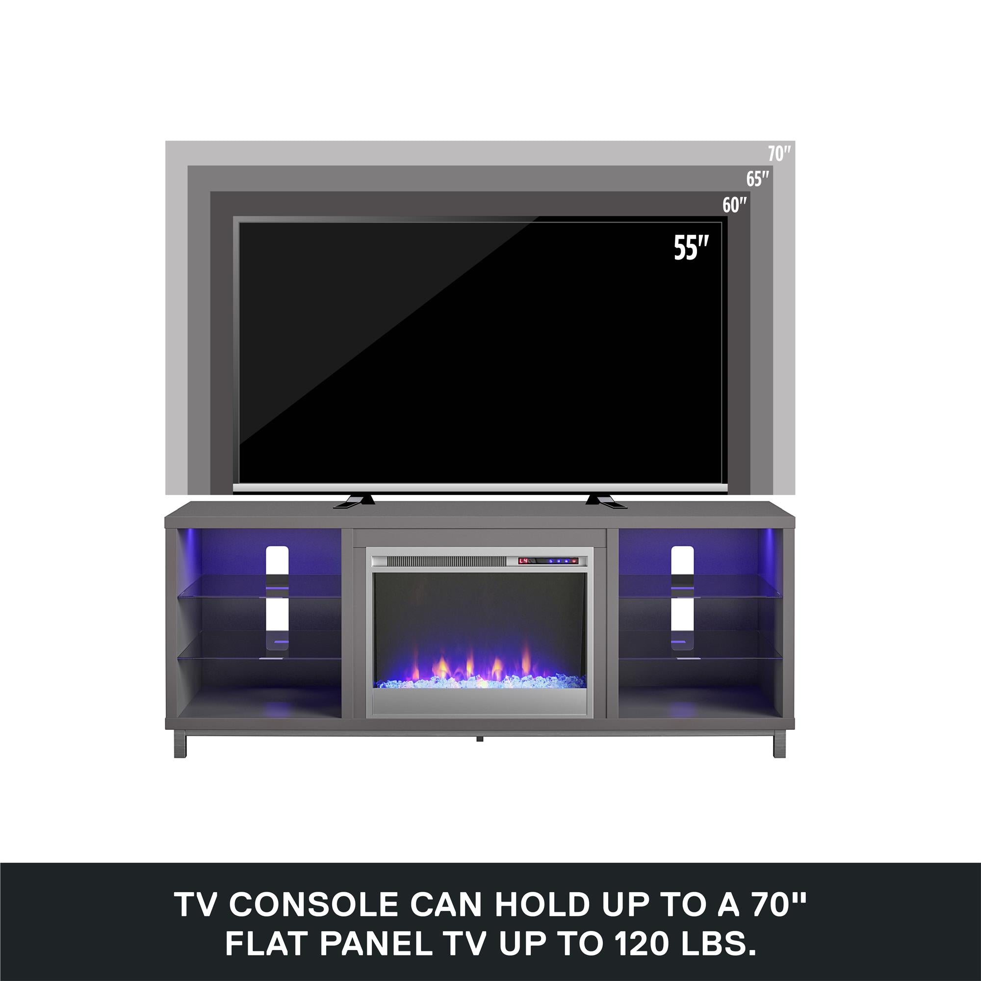 Ameriwood Home Lumina Fireplace TV Stand for TVs up to 70" - Graphite - 66”-70”
