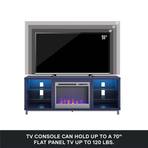 Ameriwood Home Lumina Deluxe Fireplace TV Stand for TVs up to 70" - Navy - 66”-70”