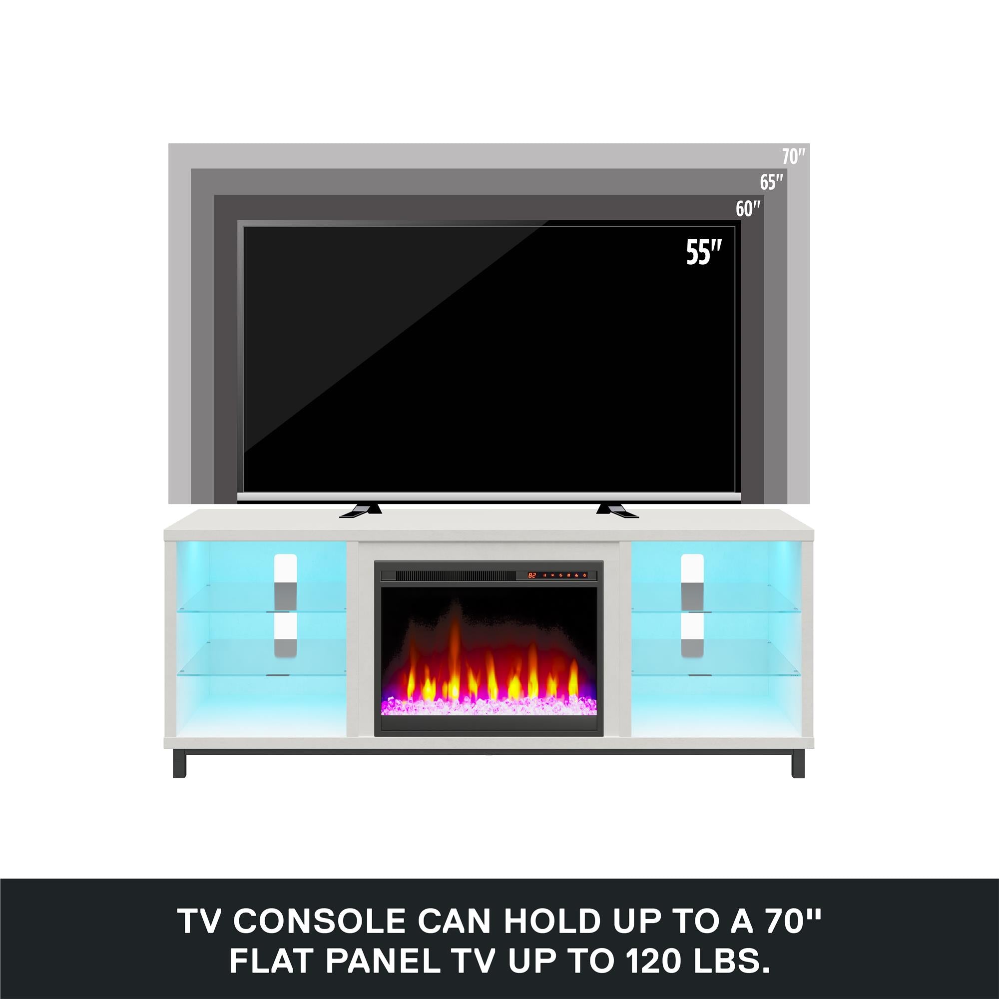 Ameriwood Home Lumina Deluxe Fireplace TV Stand for TVs up to 70" - Plaster - 66”-70”