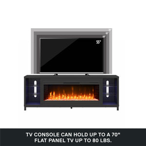 Ameriwood Home Lumina Modern Fireplace Media Console for TVs up to 70" - Black