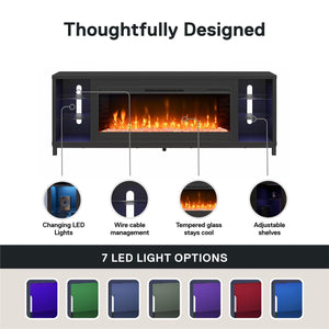 Ameriwood Home Lumina Modern Fireplace Media Console for TVs up to 70" - Black