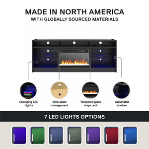 Ameriwood Home Luna Electric Fireplace TV Stand for TVs up to 65" - Black Oak