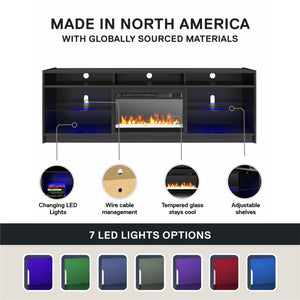 Ameriwood Home Luna Fireplace TV Stand for TVs up to 75" - Black Oak
