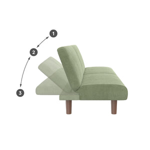 DHP Myla Armless Futon Sofa Bed - Sage Green - 3-Seater