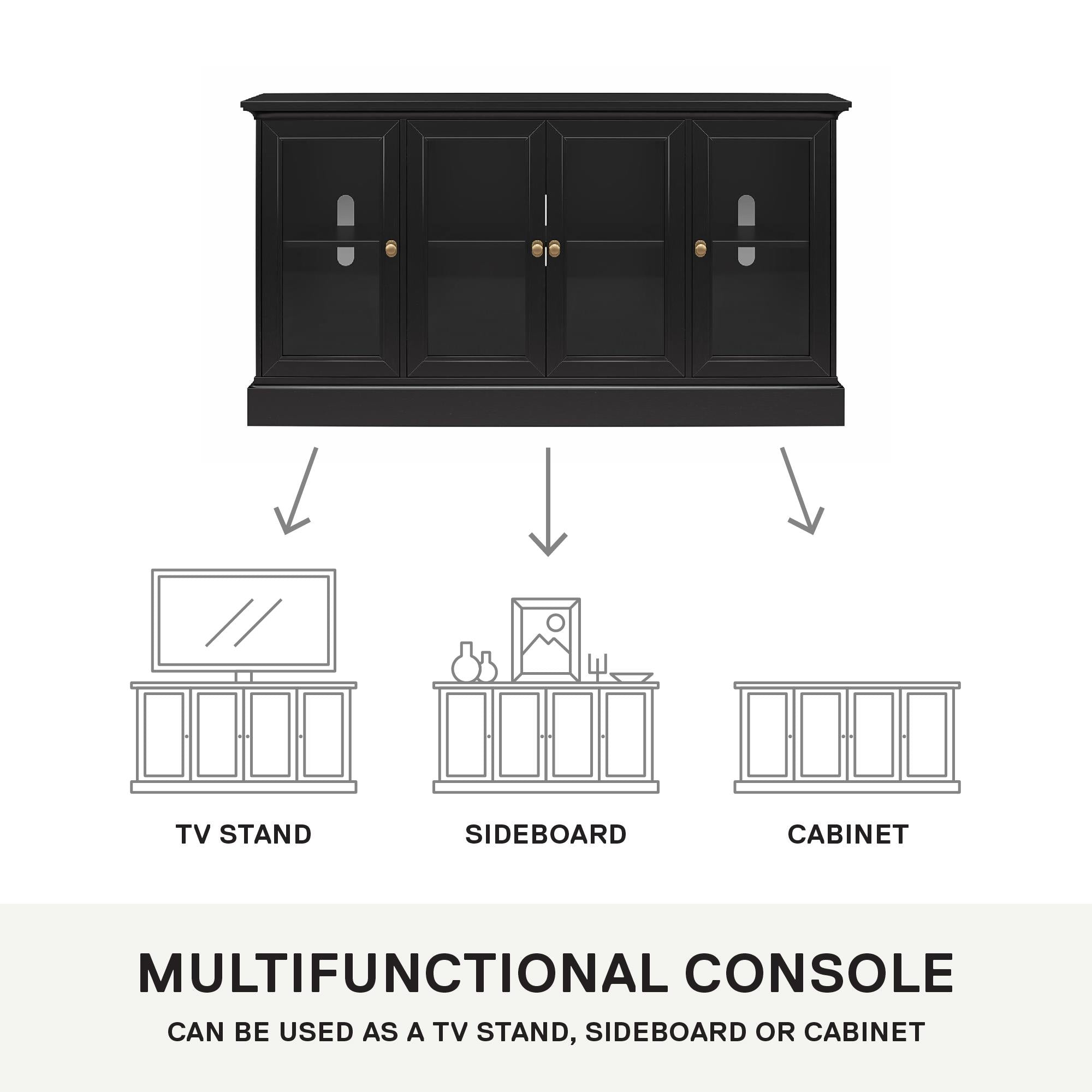 Ameriwood Home Everywhere Console for 65" TVs - Black Oak