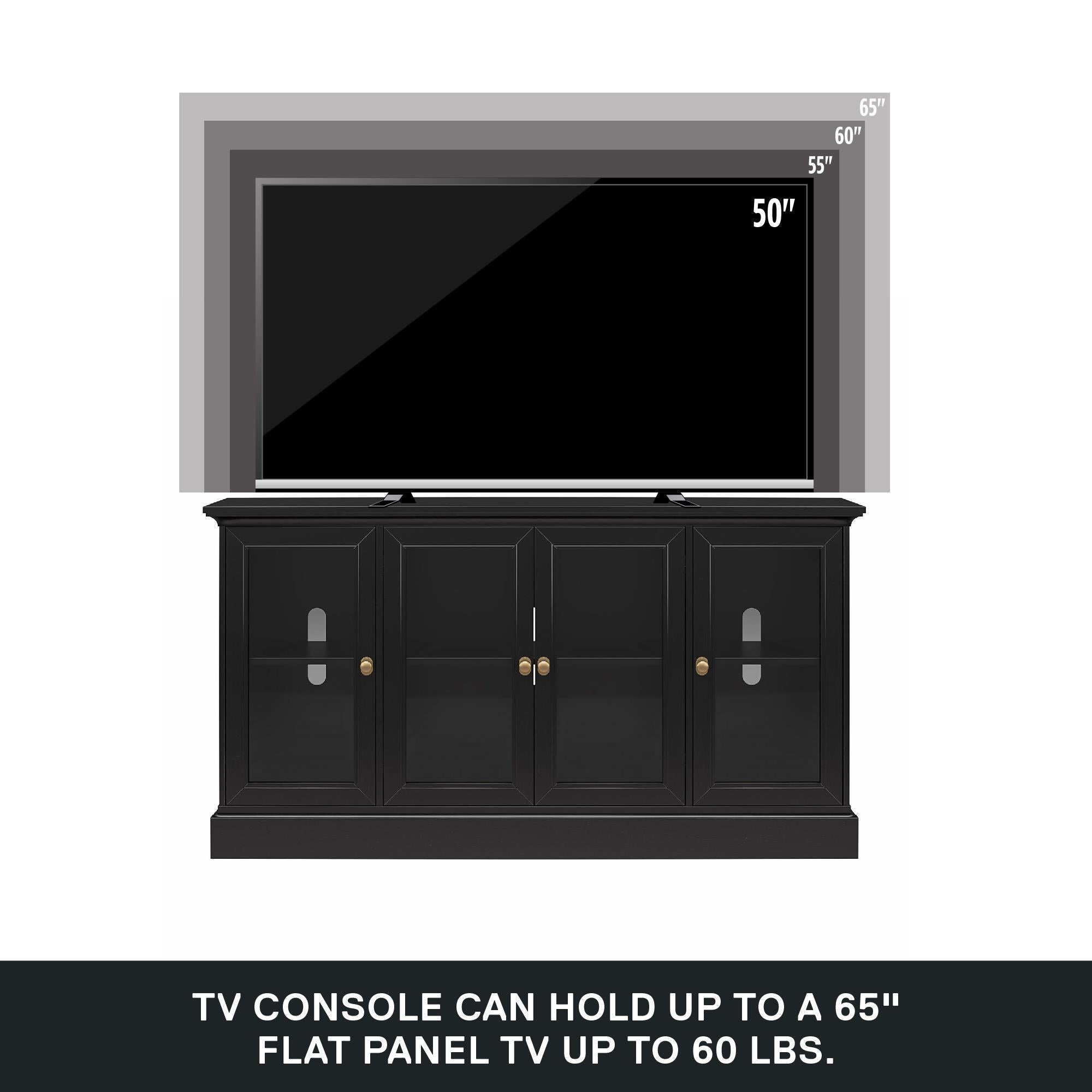 Ameriwood Home Everywhere Console for 65" TVs - Black Oak