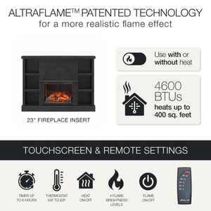 Mr. Kate Winston Fireplace Mantel with Built-in Bookshelves  - Black Plaster