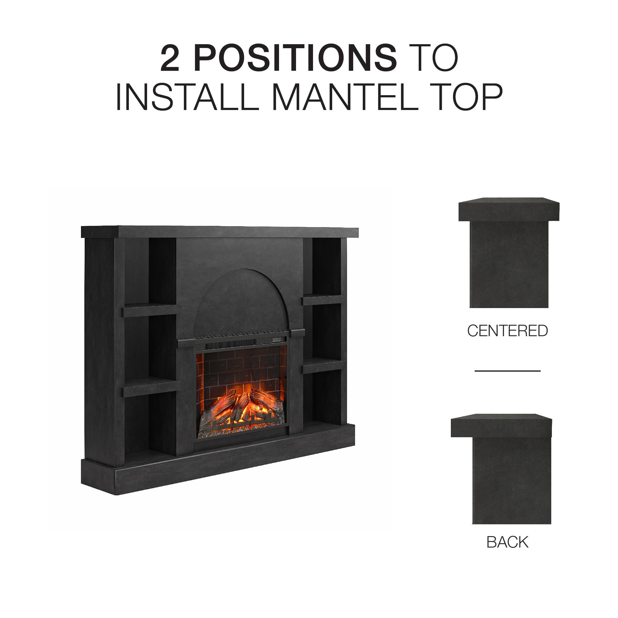 Mr. Kate Winston Fireplace Mantel with Built-in Bookshelves  - Black Plaster