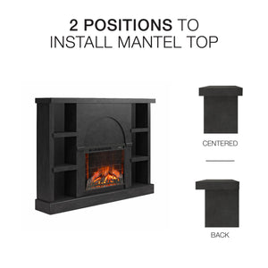 Mr. Kate Winston Fireplace Mantel with Built-in Bookshelves  - Black Plaster