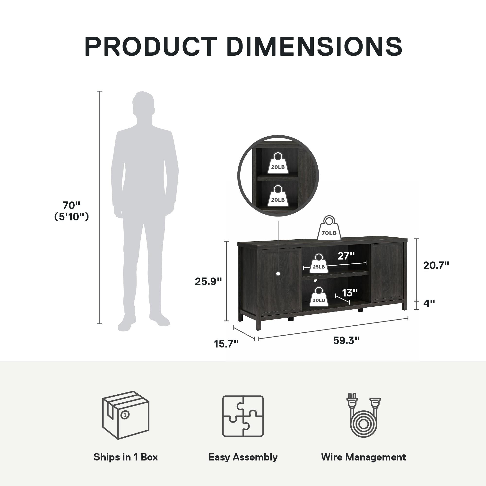 Ameriwood Home Uniluxe TV Console for 65" TVs - Espresso