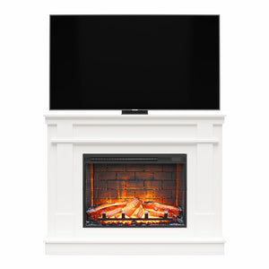 Ameriwood Home Elmcroft Mantel Fireplace TV Stand for TVs up to 65" - White
