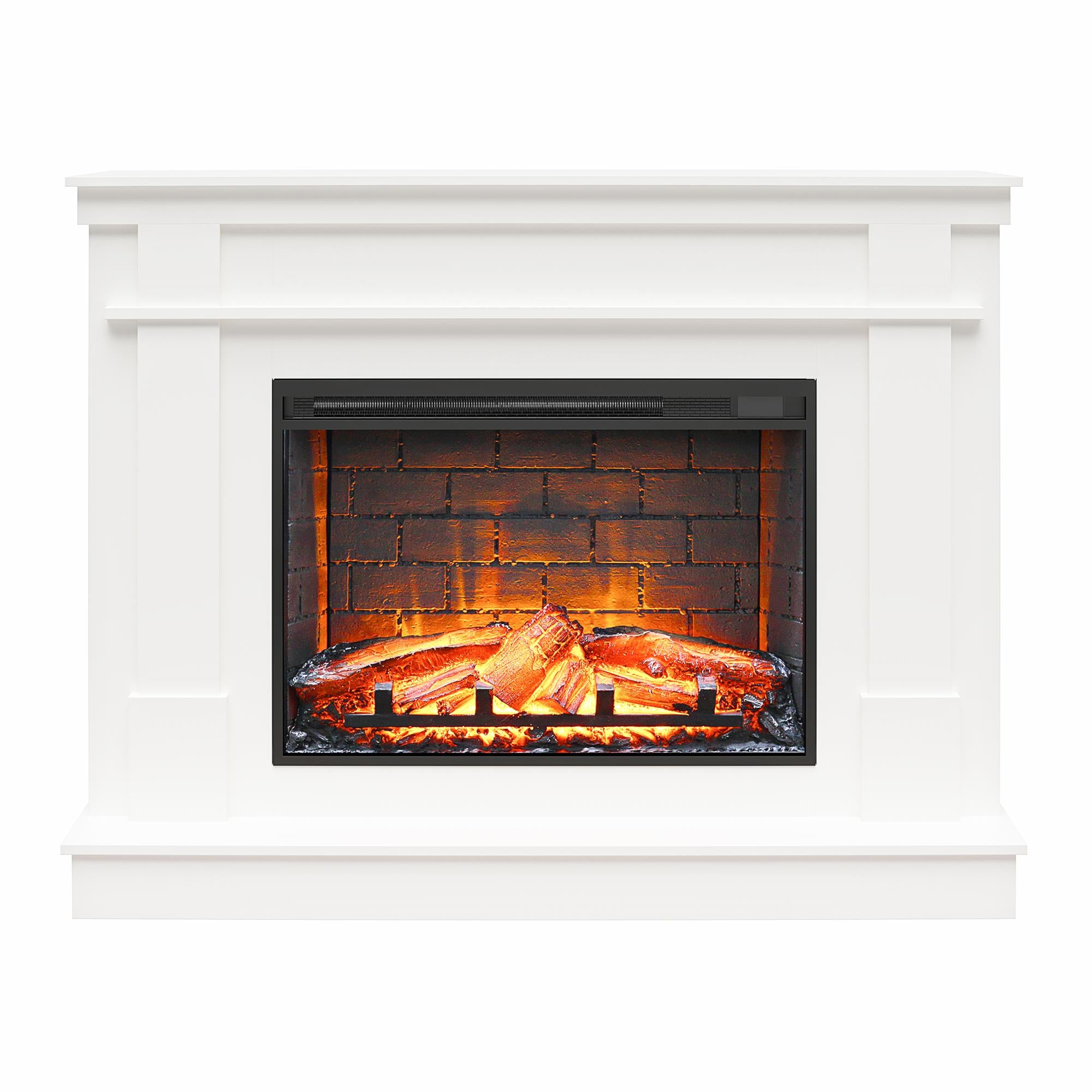 Ameriwood Home Elmcroft Mantel Fireplace TV Stand for TVs up to 65" - White