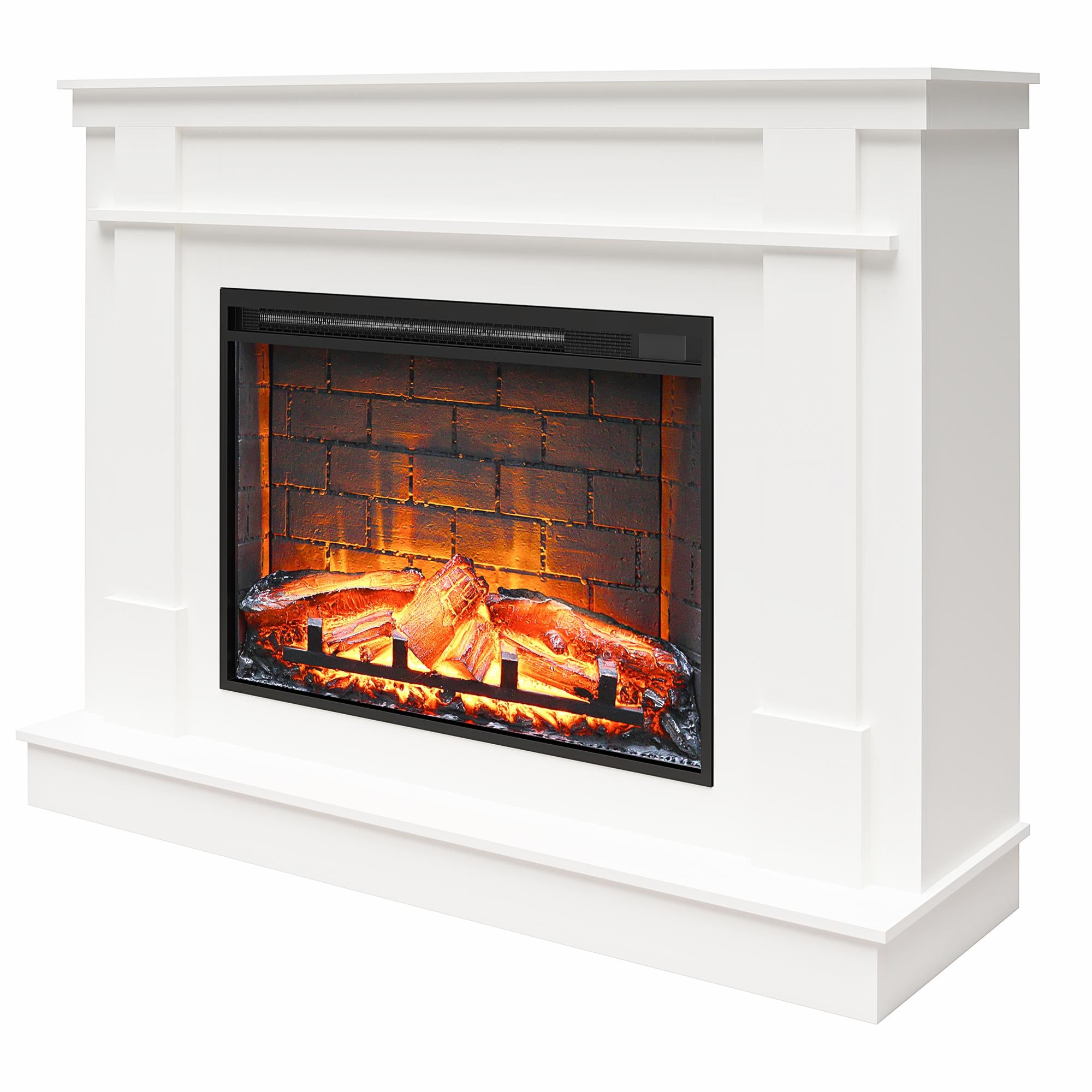 Ameriwood Home Elmcroft Mantel Fireplace TV Stand for TVs up to 65" - White