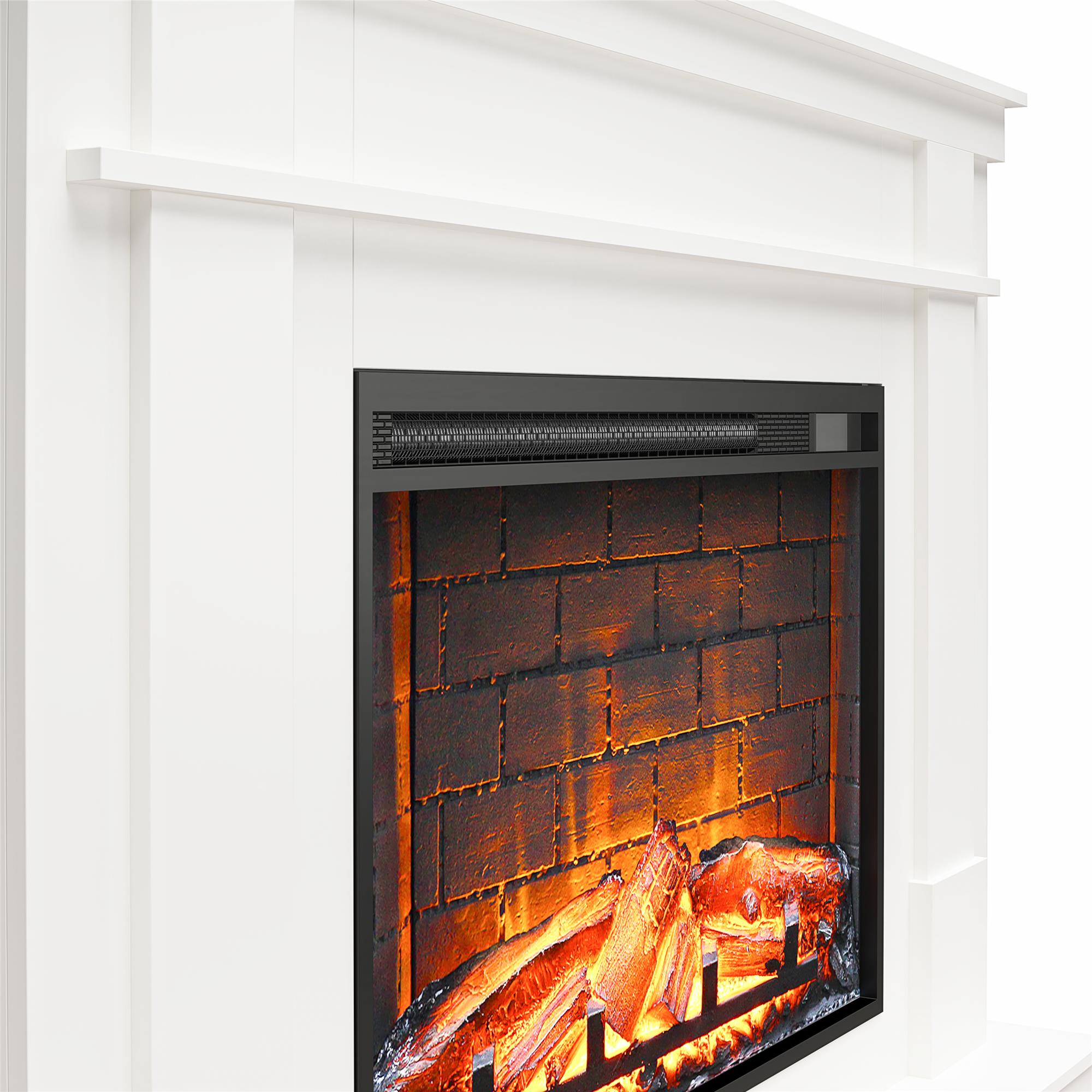 Ameriwood Home Elmcroft Mantel Fireplace TV Stand for TVs up to 65" - White