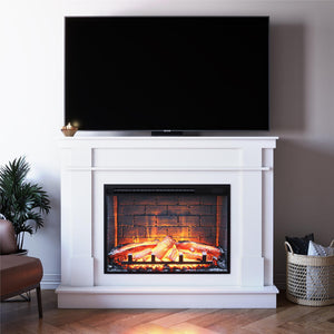 Ameriwood Home Elmcroft Mantel Fireplace TV Stand for TVs up to 65" - White