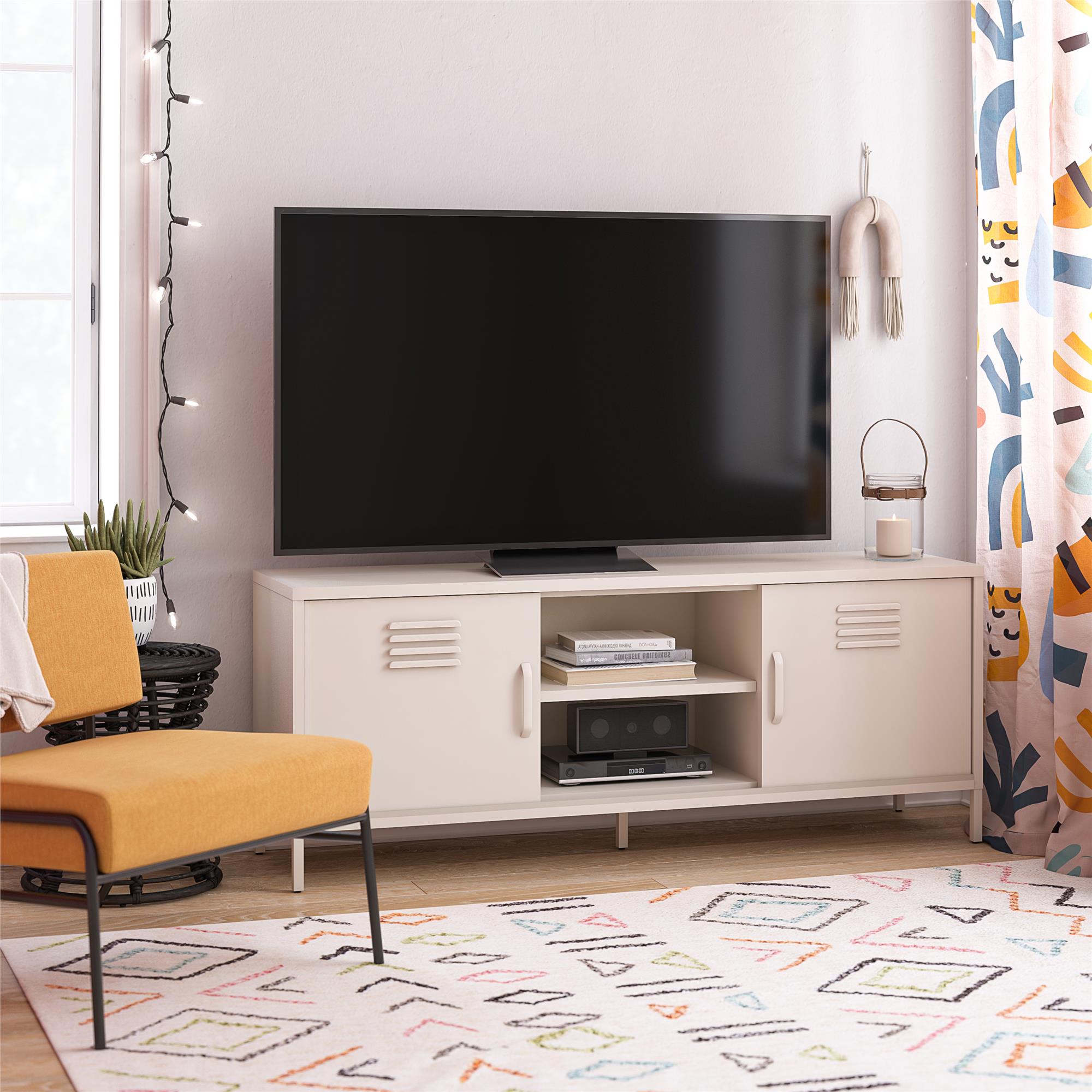 Novogratz Cache Metal Locker-Style TV Stand for TVs up to 65" - Parchment