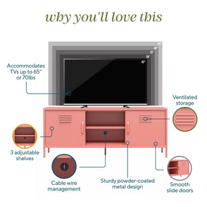 Novogratz Cache Metal Locker-Style TV Stand for TVs up to 65" - Dusty Rose