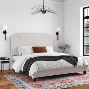 Novogratz Eloise Upholstered  Bed - Ivory - King