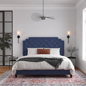 Novogratz Eloise Upholstered  Bed - Navy - King