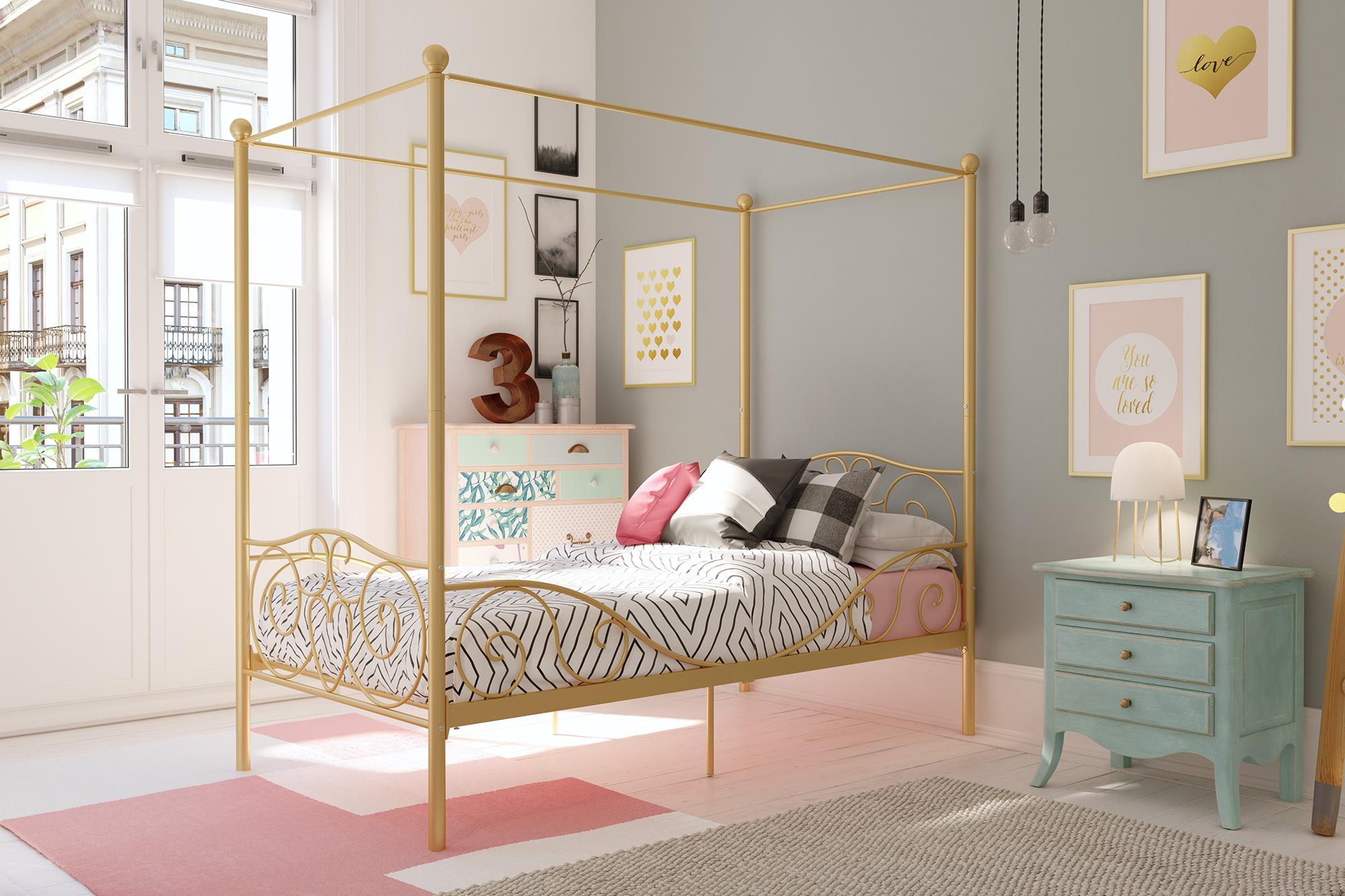 DHP Canopy Metal Bed - Gold - Twin