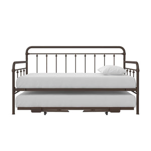 DHP Locky Metal Daybed with Pop Up Trundle - Bronze - Twin-Over-Twin