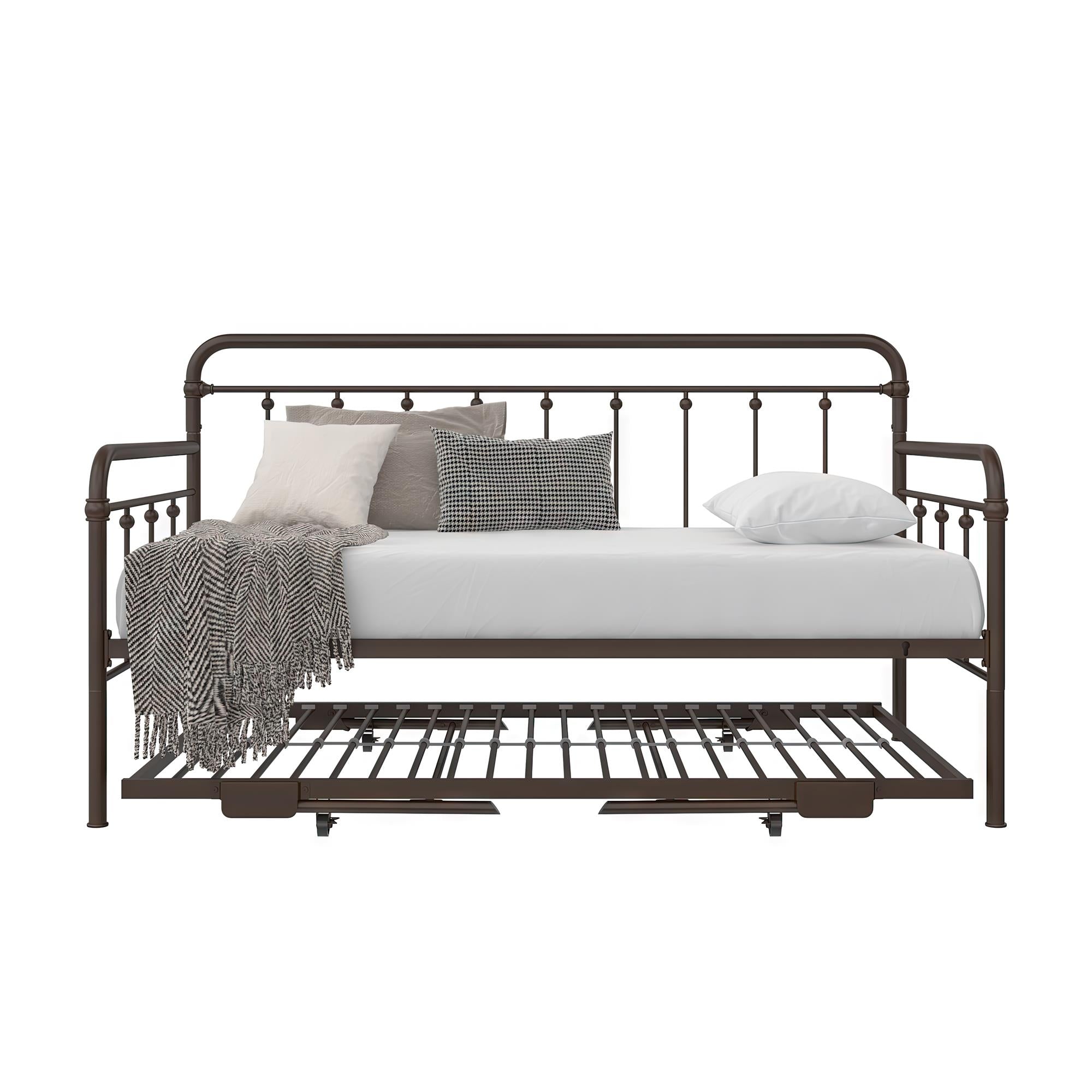 DHP Locky Metal Daybed with Pop Up Trundle - Bronze - Twin-Over-Twin