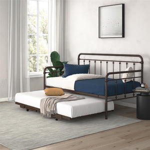 DHP Locky Metal Daybed with Pop Up Trundle - Bronze - Twin-Over-Twin