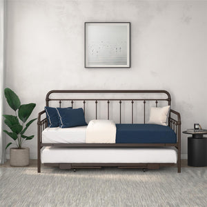 DHP Locky Metal Daybed with Pop Up Trundle - Bronze - Twin-Over-Twin