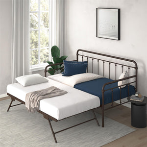 DHP Locky Metal Daybed with Pop Up Trundle - Bronze - Twin-Over-Twin