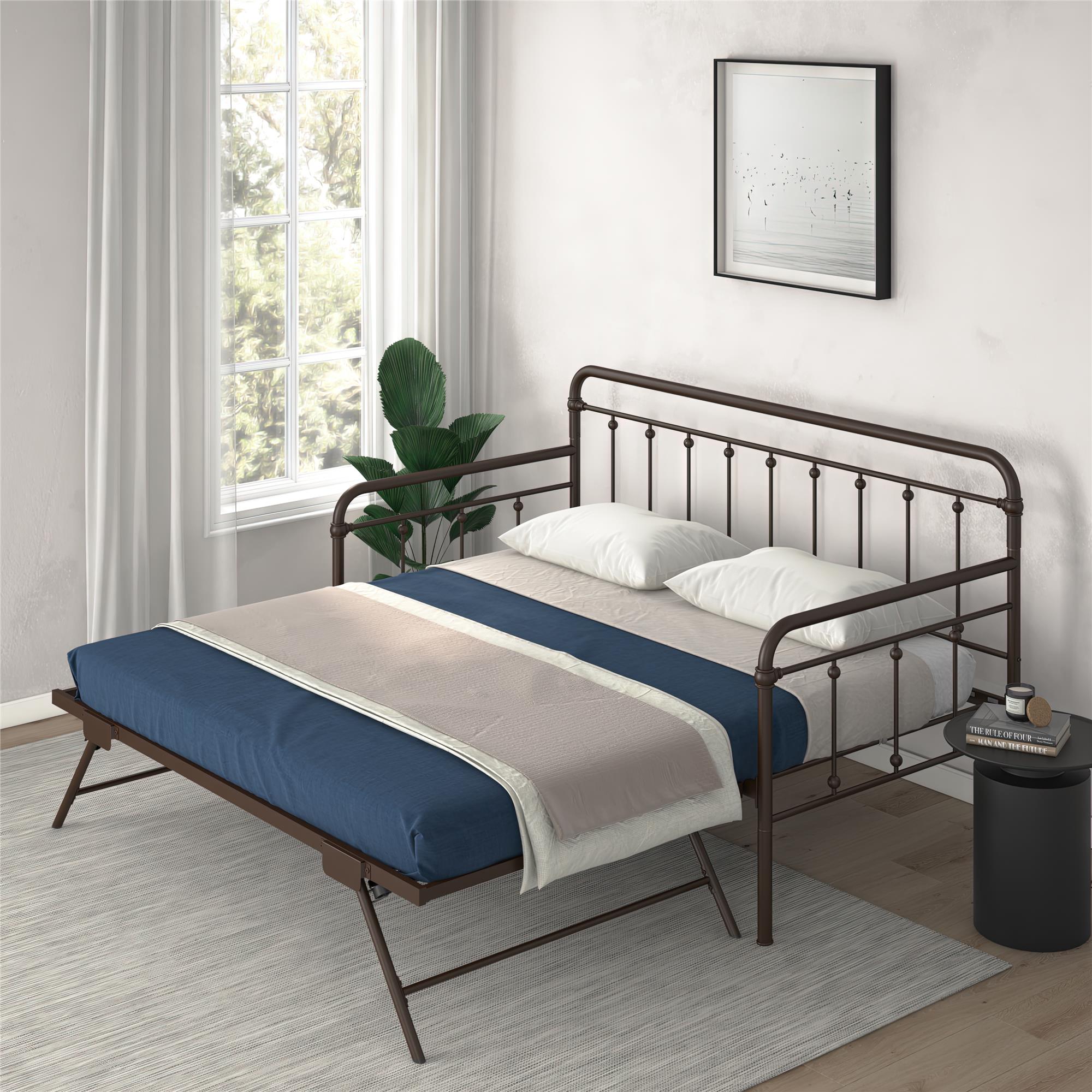 DHP Locky Metal Daybed with Pop Up Trundle - Bronze - Twin-Over-Twin