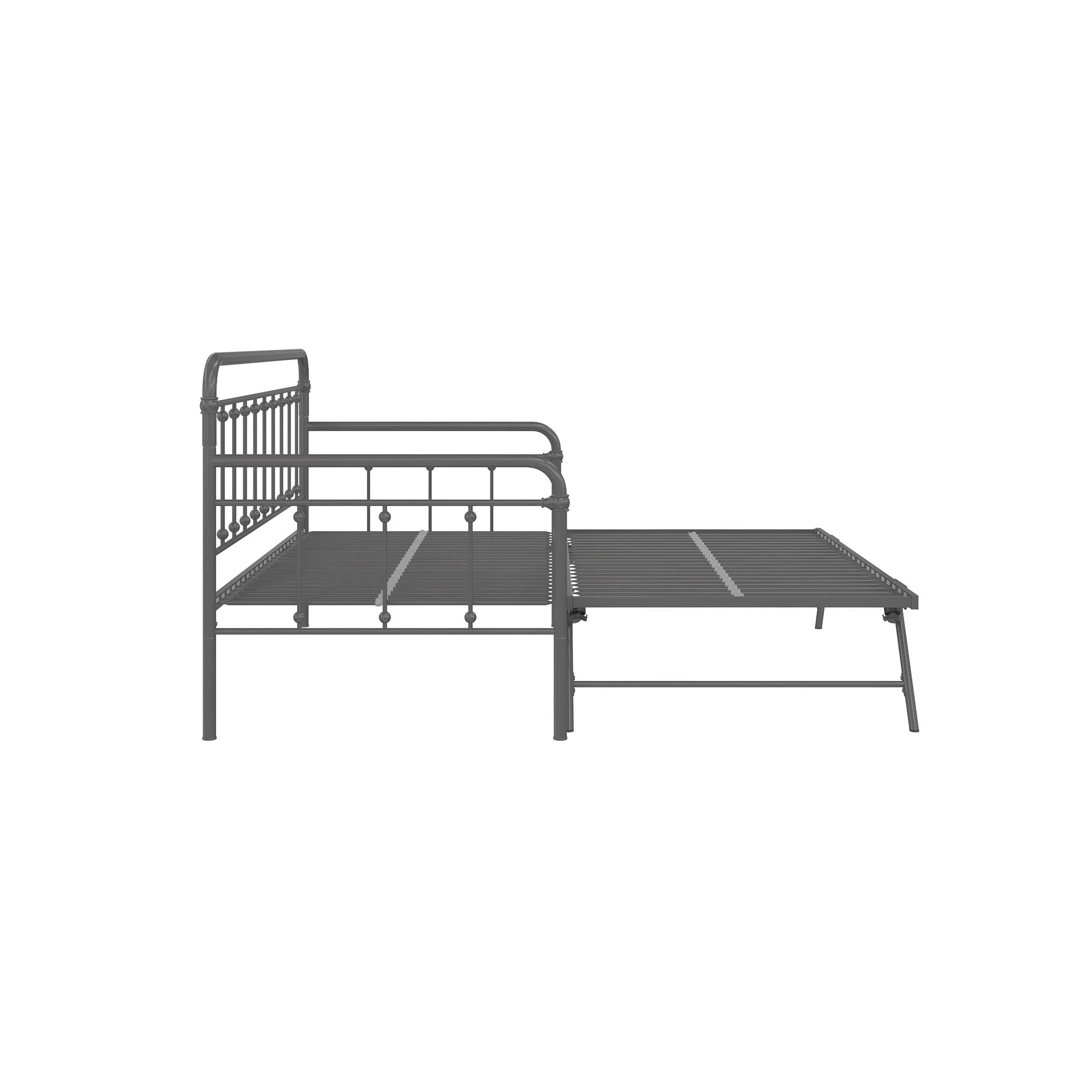 DHP Locky Metal Daybed with Pop Up Trundle - Antique Gunmetal - Twin-Over-Twin