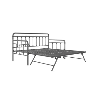 DHP Locky Metal Daybed with Pop Up Trundle - Antique Gunmetal - Twin-Over-Twin