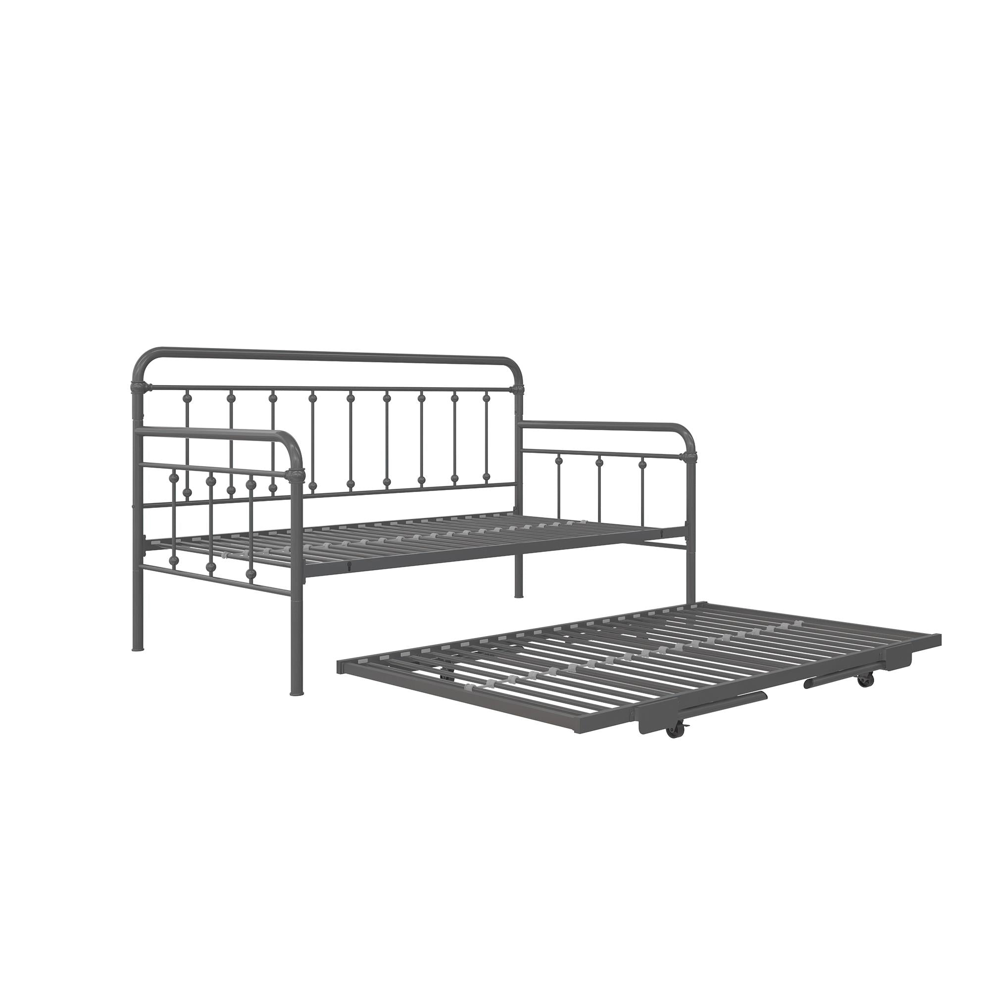 DHP Locky Metal Daybed with Pop Up Trundle - Antique Gunmetal - Twin-Over-Twin