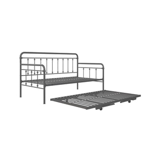 DHP Locky Metal Daybed with Pop Up Trundle - Antique Gunmetal - Twin-Over-Twin