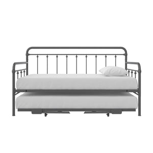 DHP Locky Metal Daybed with Pop Up Trundle - Antique Gunmetal - Twin-Over-Twin