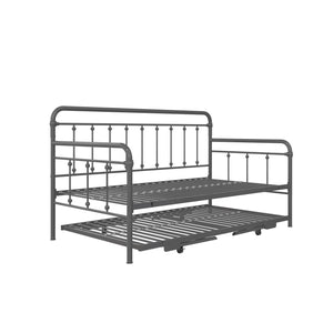DHP Locky Metal Daybed with Pop Up Trundle - Antique Gunmetal - Twin-Over-Twin