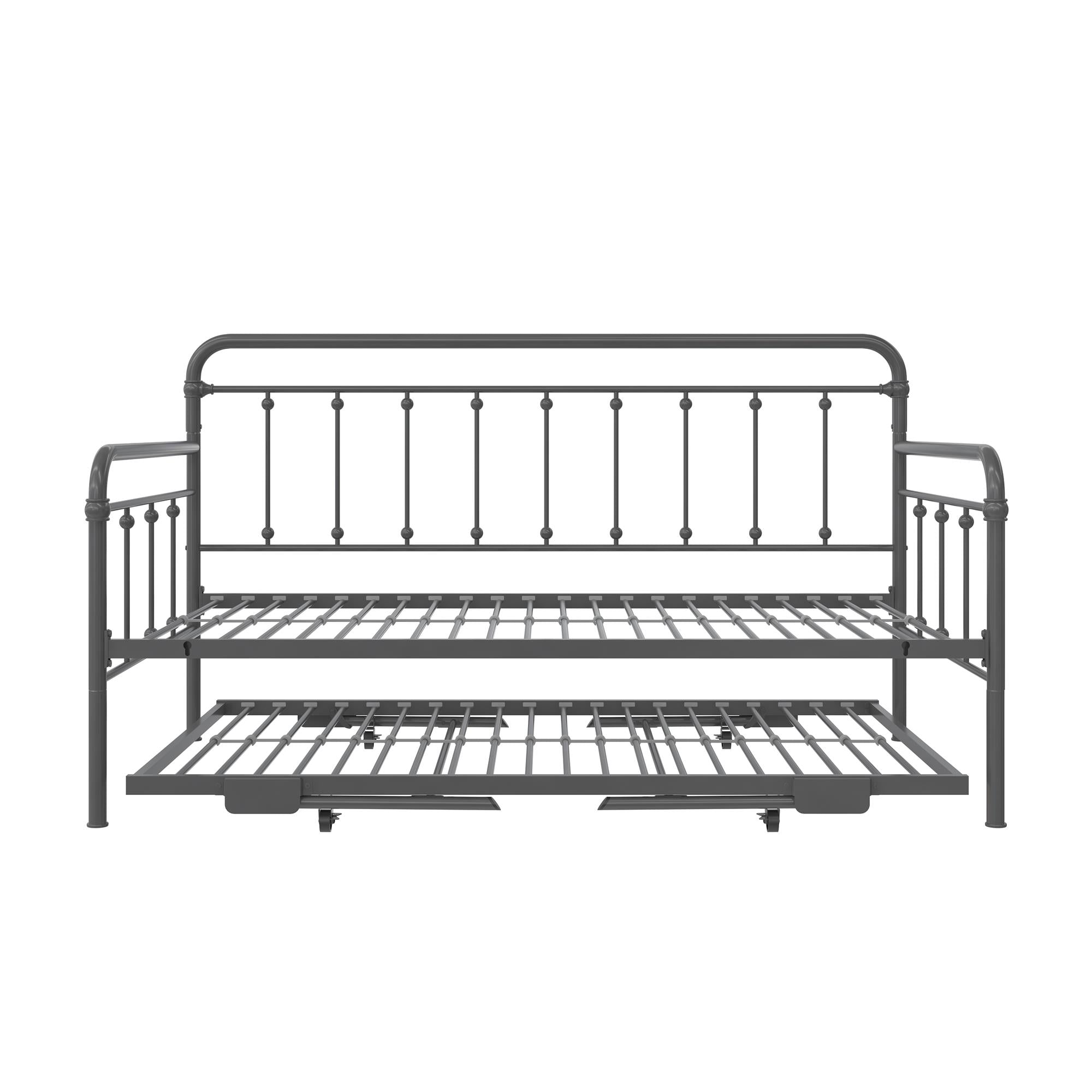 DHP Locky Metal Daybed with Pop Up Trundle - Antique Gunmetal - Twin-Over-Twin