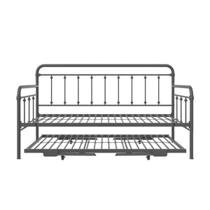 DHP Locky Metal Daybed with Pop Up Trundle - Antique Gunmetal - Twin-Over-Twin
